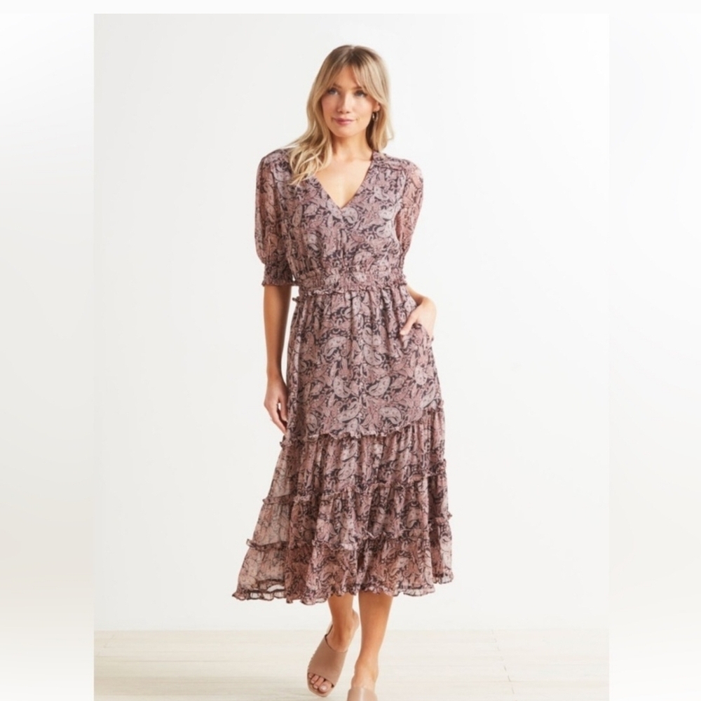 Roan & Ryan Floral Midi Dress - Black and Pink